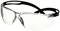 Lunettes de protection avec verres transparents et monture noire, adaptées à la protection des yeux lors de travaux manuels ou en laboratoire.