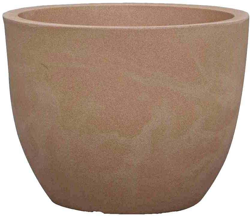 Un grand pot de fleurs rond en terre cuite, en céramique. Idéal pour la décoration de jardin et les plantations.