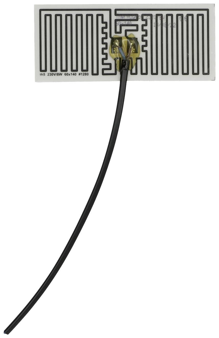 Un capteur électronique flexible avec un motif ondulé et un câble noir connecté.