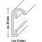 Coupe transversale d'un profil : Canal en U avec des dimensions latérales d'environ 22 mm de hauteur et environ 11 mm de largeur.