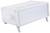 Boîte blanche rectangulaire avec des fentes de ventilation et des pieds surélevés, adaptée aux appareils électroniques ou au rangement.