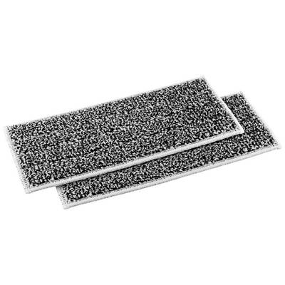 Deux serpillières en textile noir et blanc, de forme rectangulaire, avec une surface duvetée et texturée, sur un fond clair.