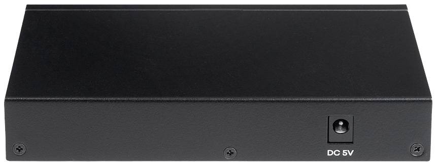 Un appareil électronique noir avec une connexion d'alimentation DC 5V à l'arrière.