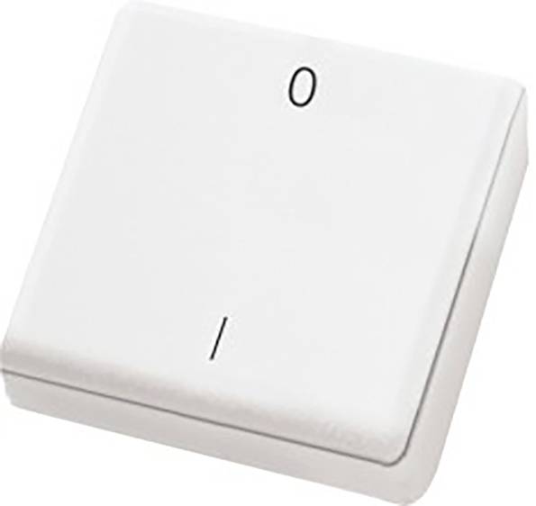 Un interrupteur électrique blanc avec les positions « 0 » pour éteint et « I » pour allumé.