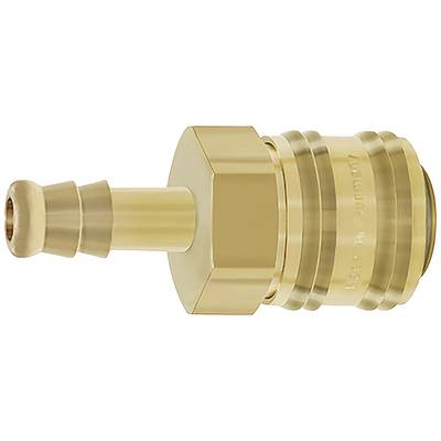 Adaptateur de couplage en laiton à surface cannelée et base hexagonale, adapté aux conduites d'air comprimé ou de liquides.