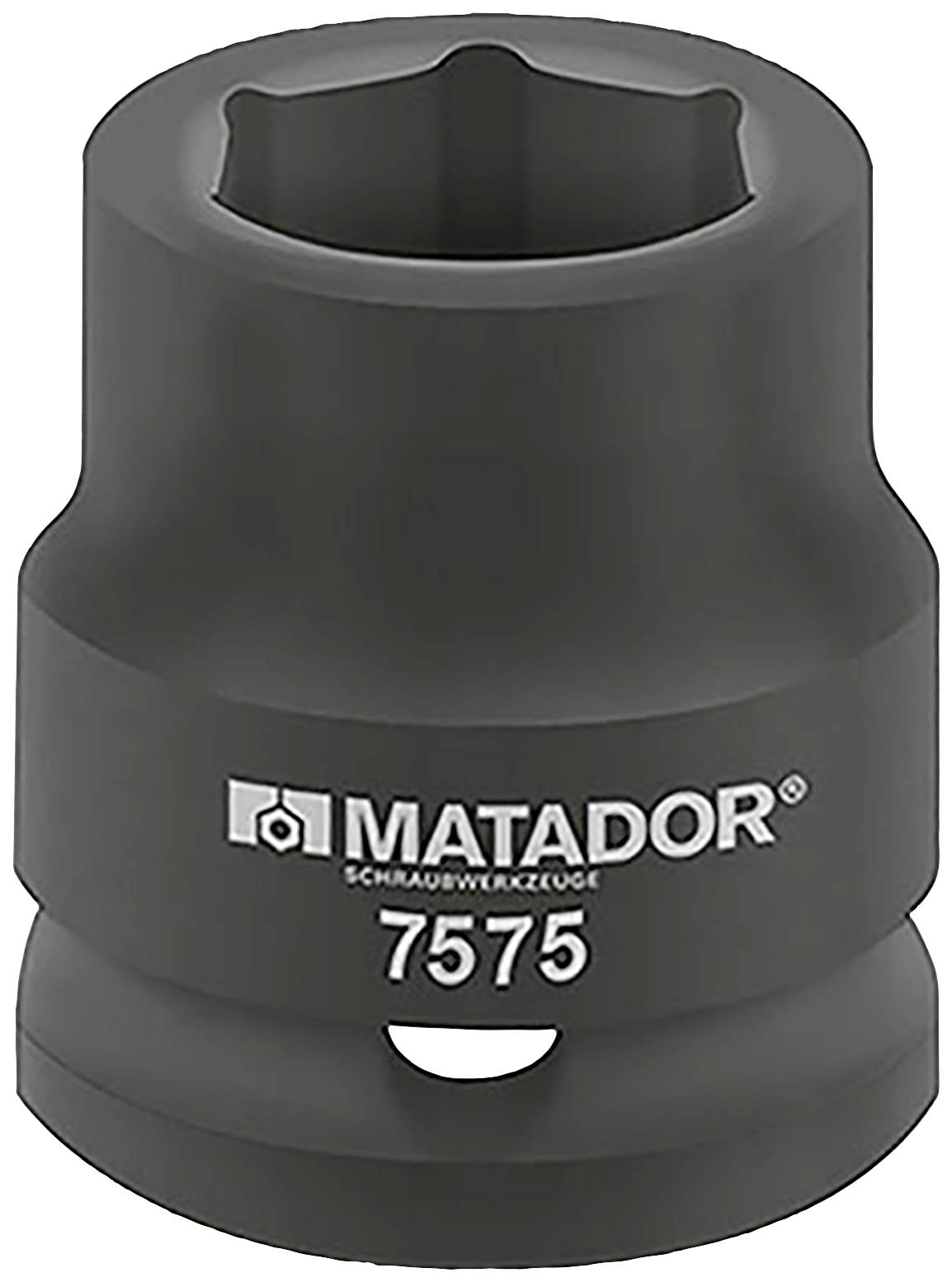 Une cheville noire de la marque Matador, numéro de modèle 7575, adaptée aux travaux de vissage. Elle possède un corps cylindrique avec une extrémité hexagonale.