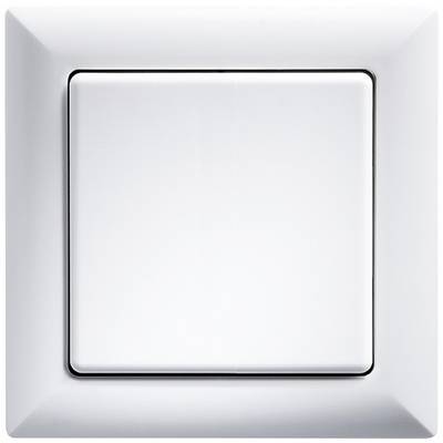 Un simple interrupteur carré sur un mur blanc, prêt à allumer ou éteindre la lumière.