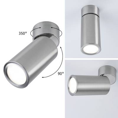 Applique murale LED moderne en argent, pivotante à 350 degrés et inclinable à 90 degrés, pour un éclairage flexible des espaces.