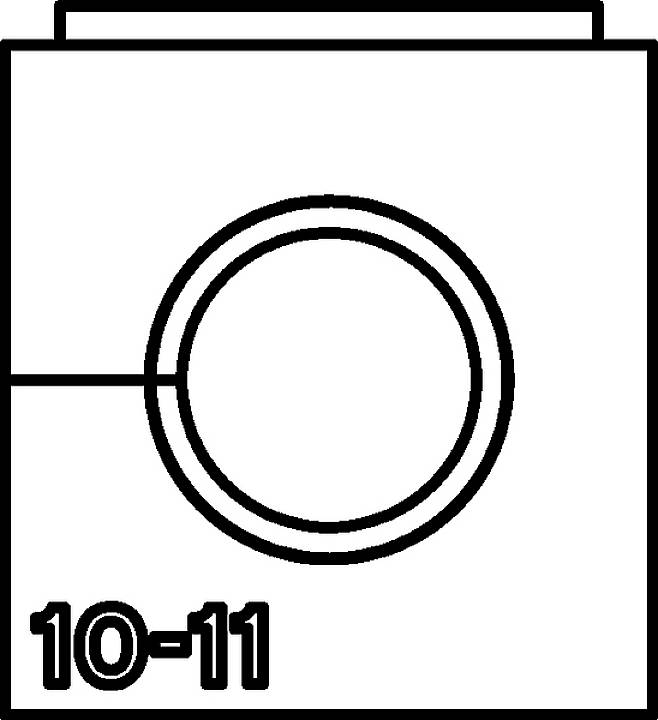 Une représentation graphique stylisée d'une machine à laver avec l'inscription '10-11' en bas à gauche.
