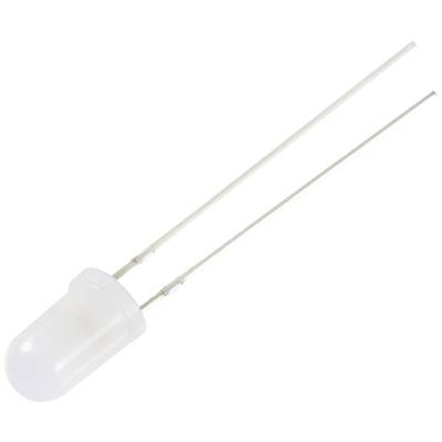 Une LED blanche avec deux connexions métalliques, isolée sur un fond blanc.