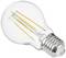 Une ampoule LED de forme standard avec des filaments visibles, sur fond blanc.