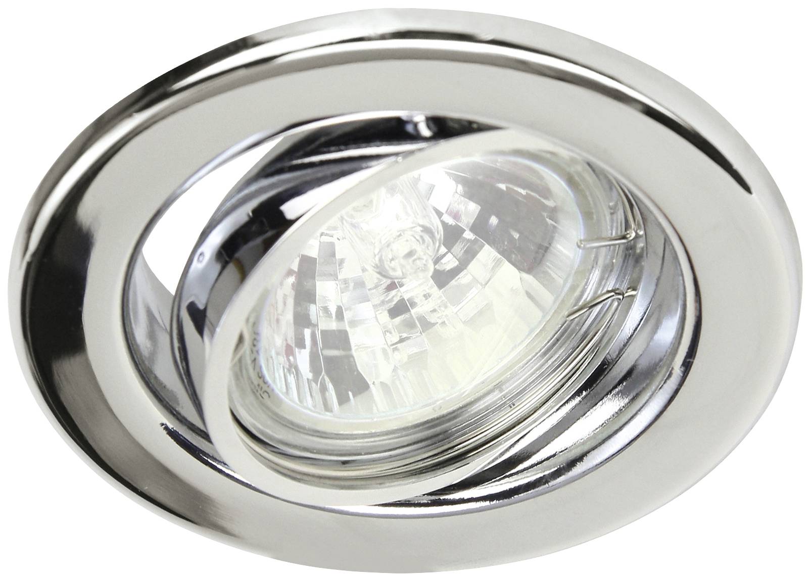 Luminaire de plafond rond en argent avec verre transparent, encastré, présentant un design moderne. Idéal pour un éclairage intérieur élégant et fonctionnel.