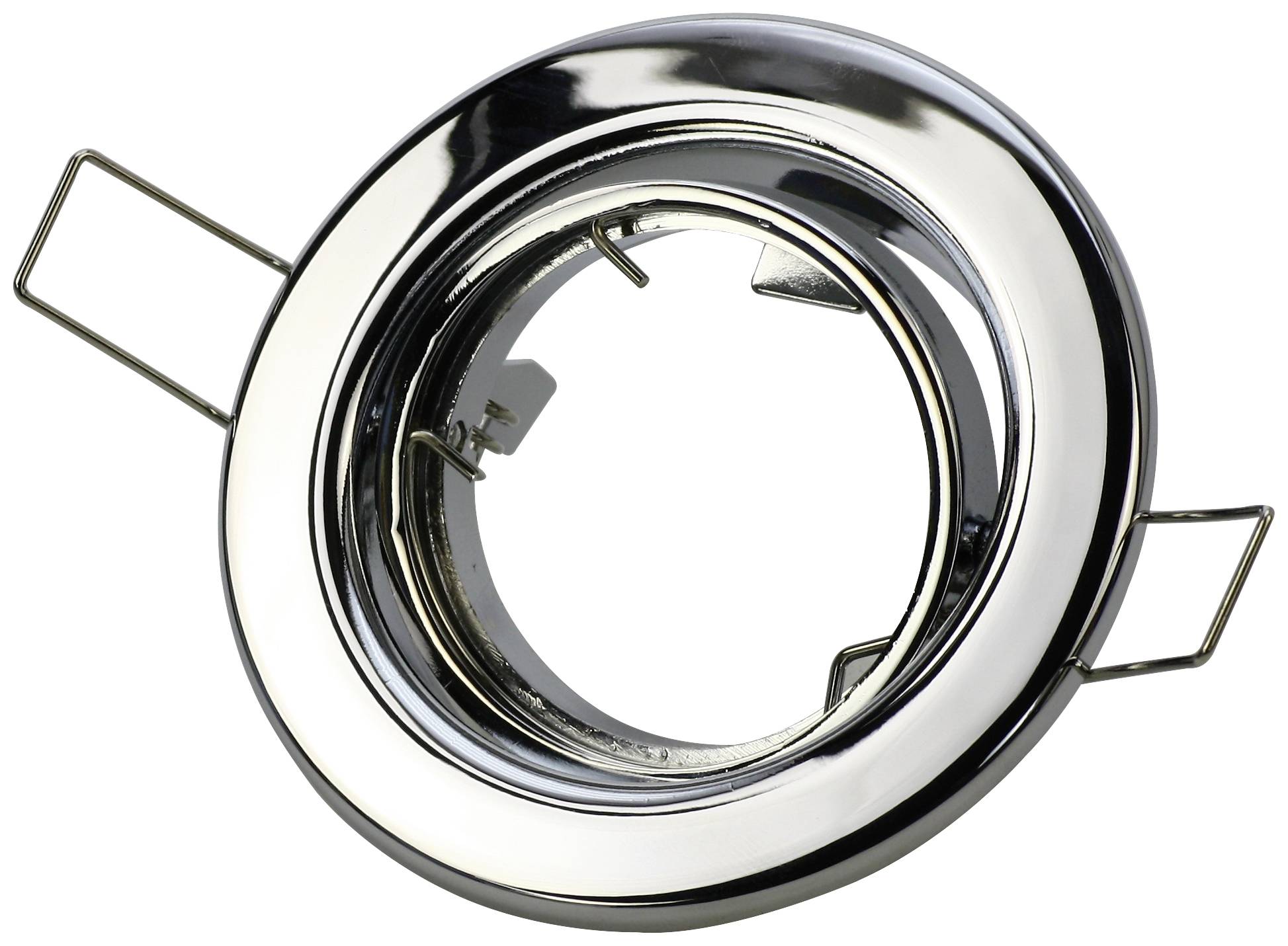 Support de lampe rond en argent avec deux supports latéraux.