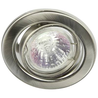 Luminaire encastré avec cadre en métal brossé et couvercle en verre transparent.
