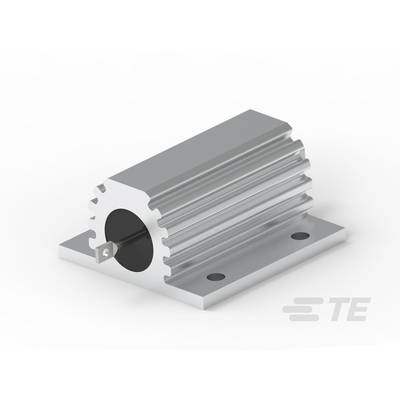 Un composant métallique gris, rainuré, cylindrique, monté sur une plaque de montage plate, probablement un dissipateur thermique ou un support.