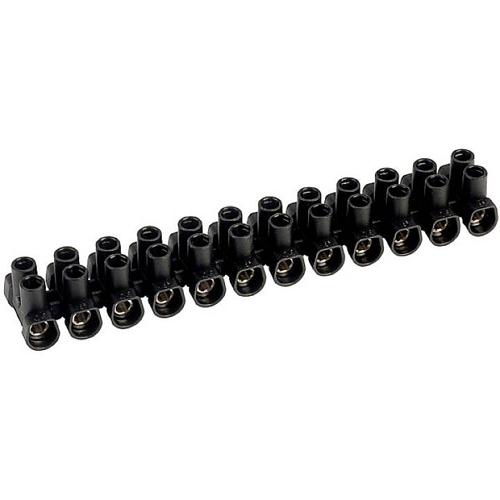Une borne de connexion noire multibranche permettant de relier plusieurs fils électriques, généralement utilisée dans les installations domestiques et commerciales.