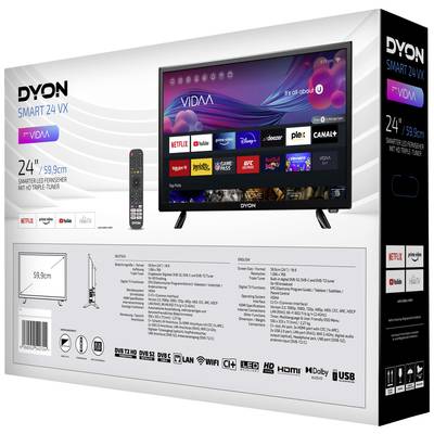 Dyon SMART 24 VX Téléviseur LED 60 cm 24 pouces CEE 2021 F (A - G) DVB-T2,  DVB-C, DVB-S2, HD ready, Smart TV, Wi-Fi, CI+ – Conrad Electronic Suisse