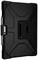Un boîtier de protection noir et robuste pour tablette, au design structuré et doté d'un support intégré.