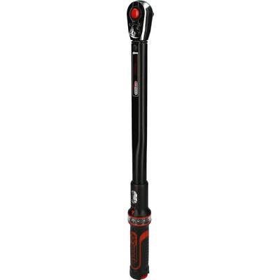 Une clé dynamométrique noire de haute qualité avec un détail rouge, idéale pour des travaux mécaniques précis et des mesures de couple exactes.