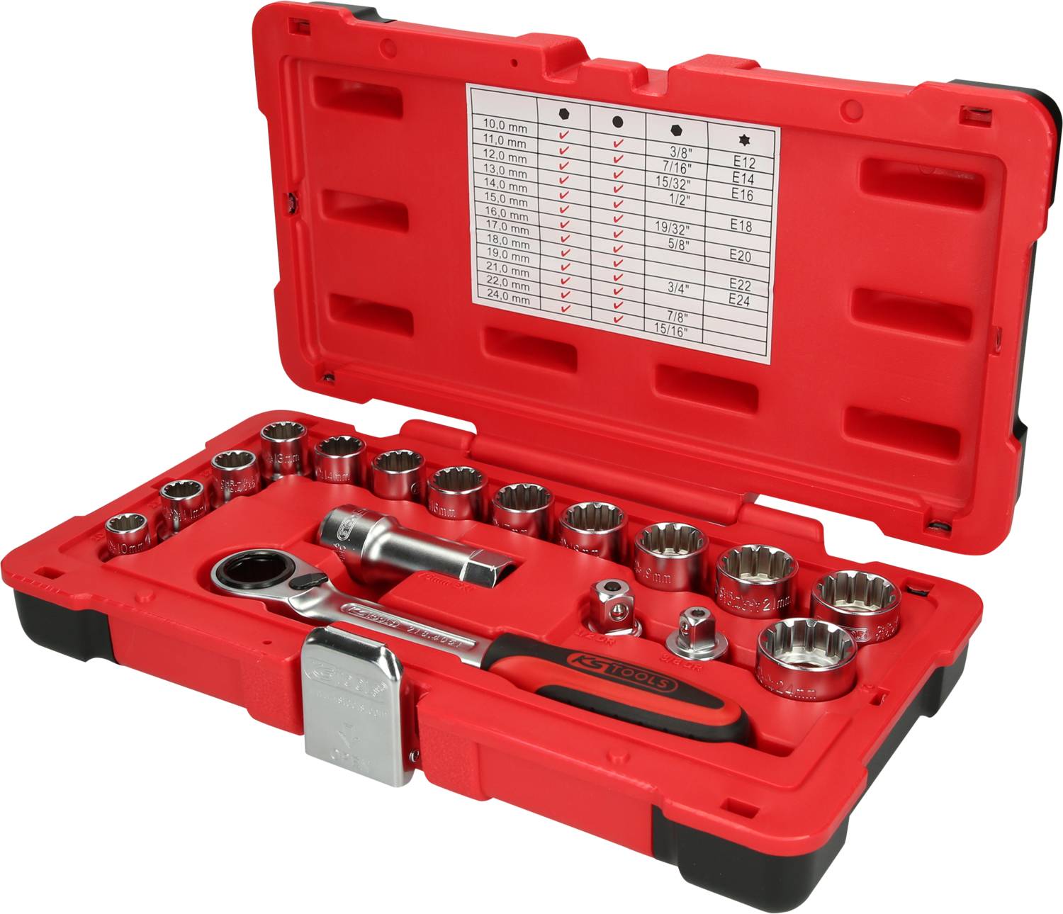 KS Tools Durchsteck-Satz 1/2"+3/8" 17tlg 10-24mm Triple Plus Set de douilles 3/8" (10 mm) 916.4050
