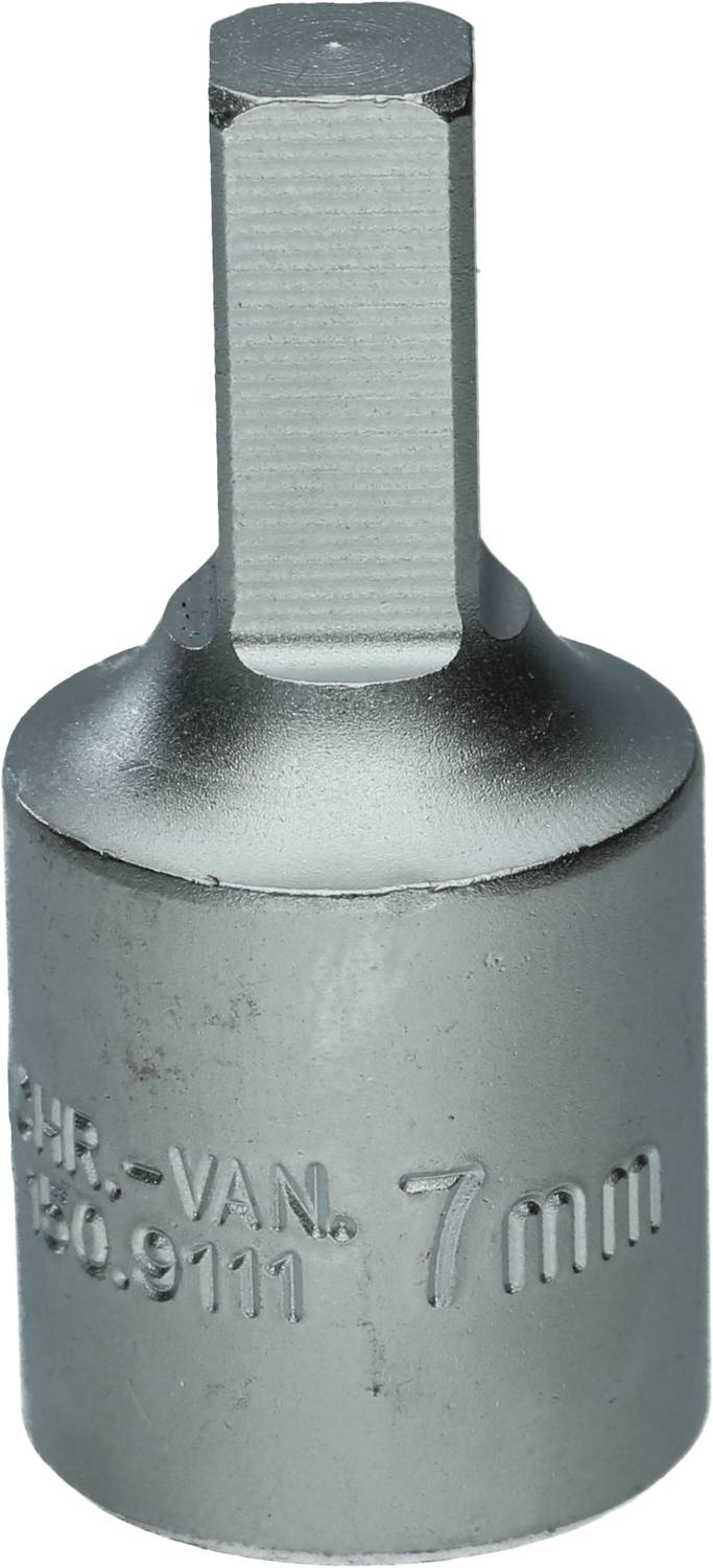 Embout hexagonal de 7 mm en acier chrome-vanadium, idéal pour les travaux de vissage. Forme hexagonale pour une prise ferme et un ajustement précis.