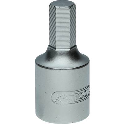 Un adaptateur de bits hexagonal en argent de 12 mm pour outils, avec le nom de la marque gravé sur le côté.