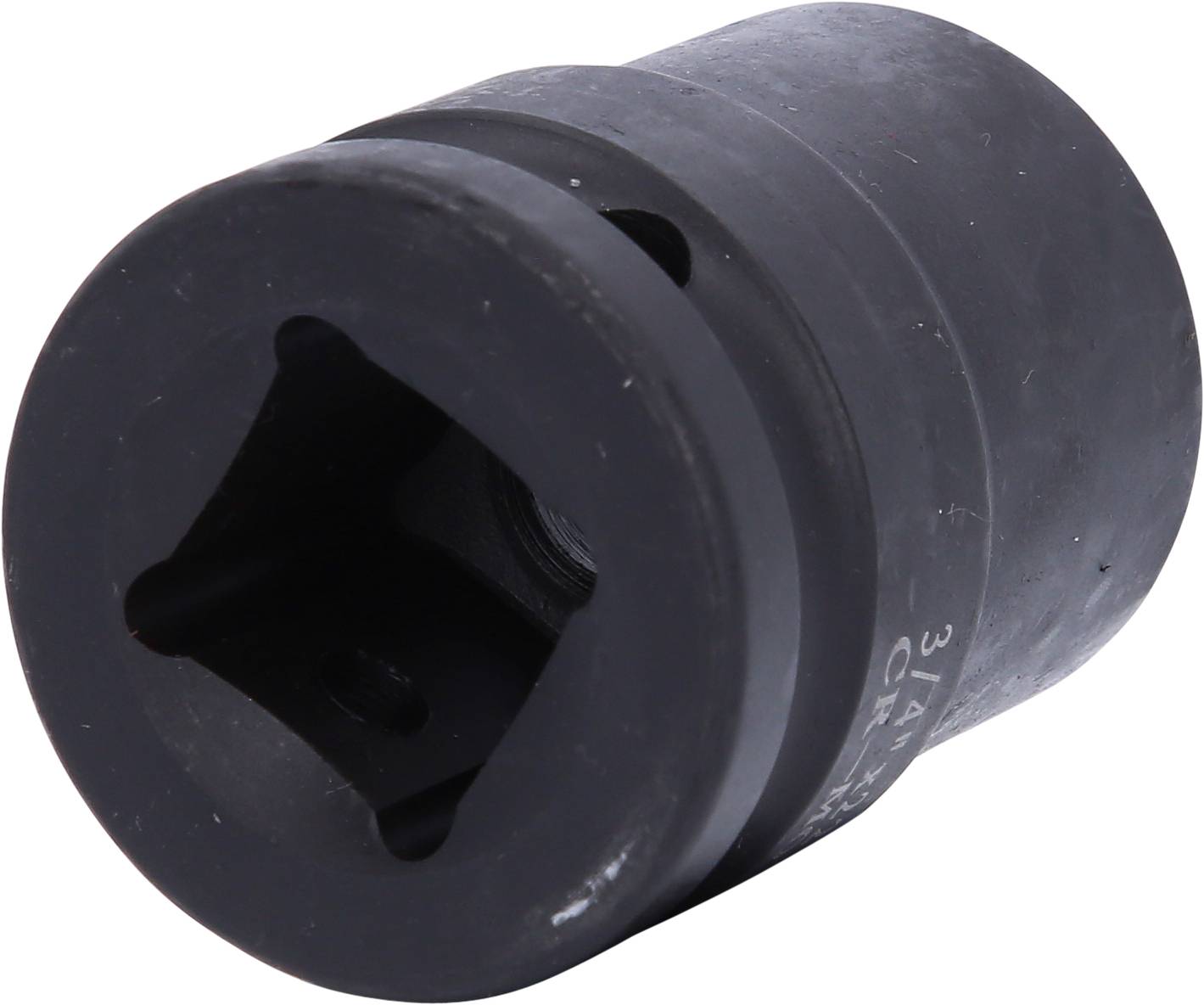 Un écrou à frapper noir avec un carré d'entraînement, adapté aux outils utilisés pour serrer ou desserrer des vis et des écrous.