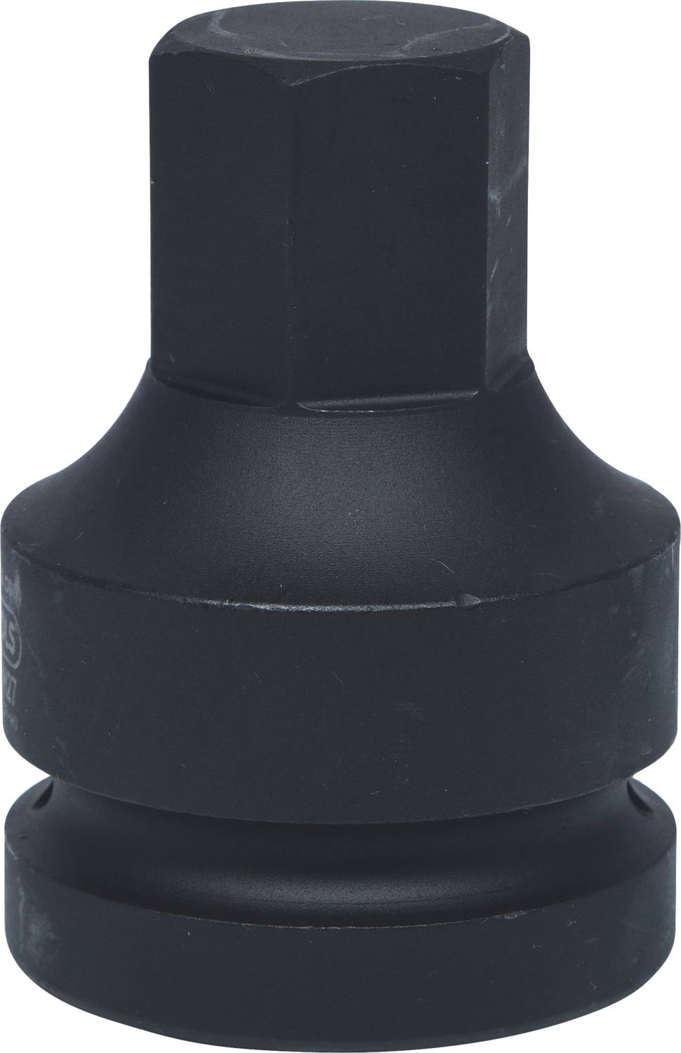 'Adaptateur à raccord hexagonal, noir et robuste, adapté pour connecter des outils de différentes tailles.'