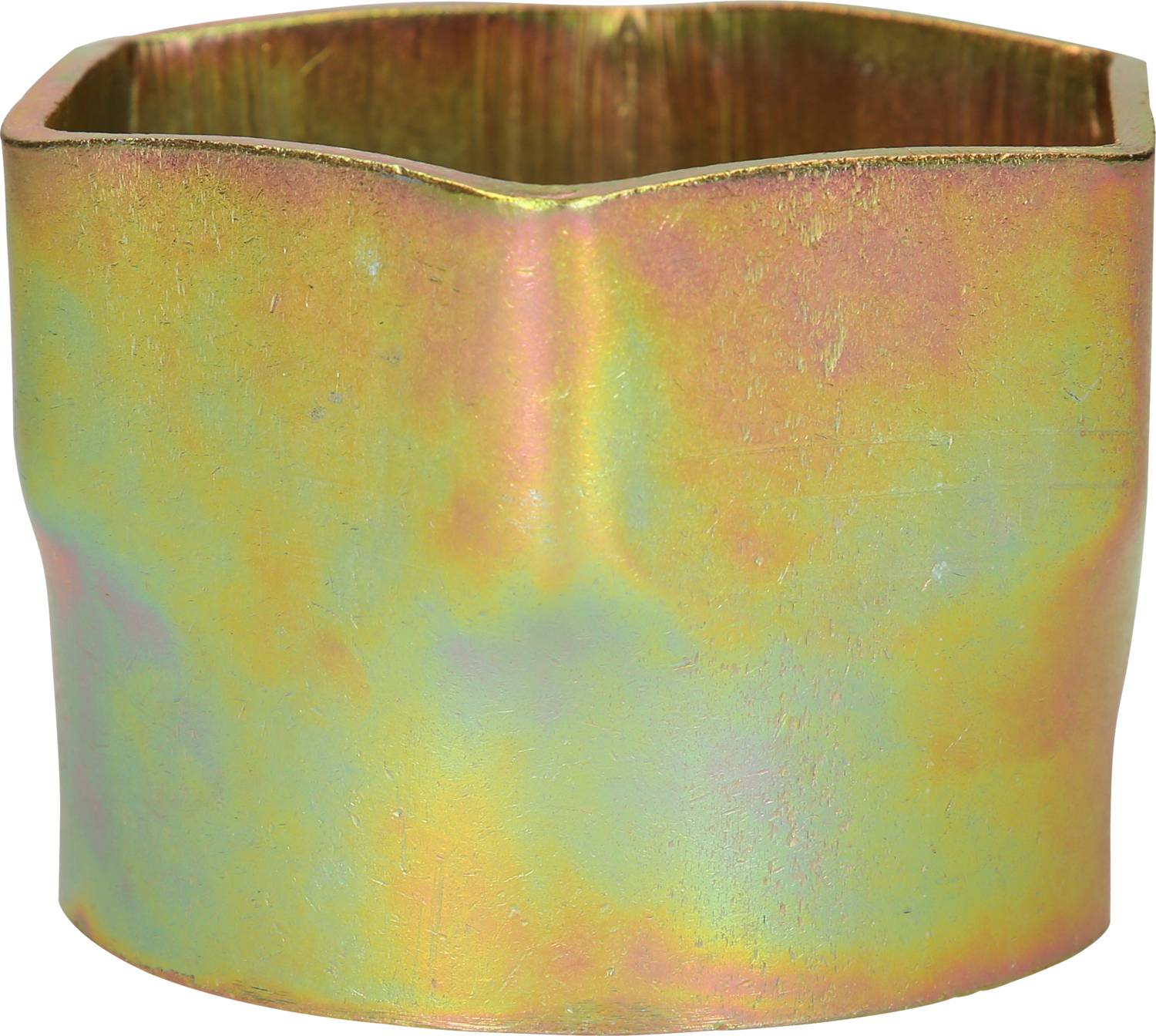 'Un morceau de métal cylindrique en or à la surface lisse et à la légère nuance de couleur.'