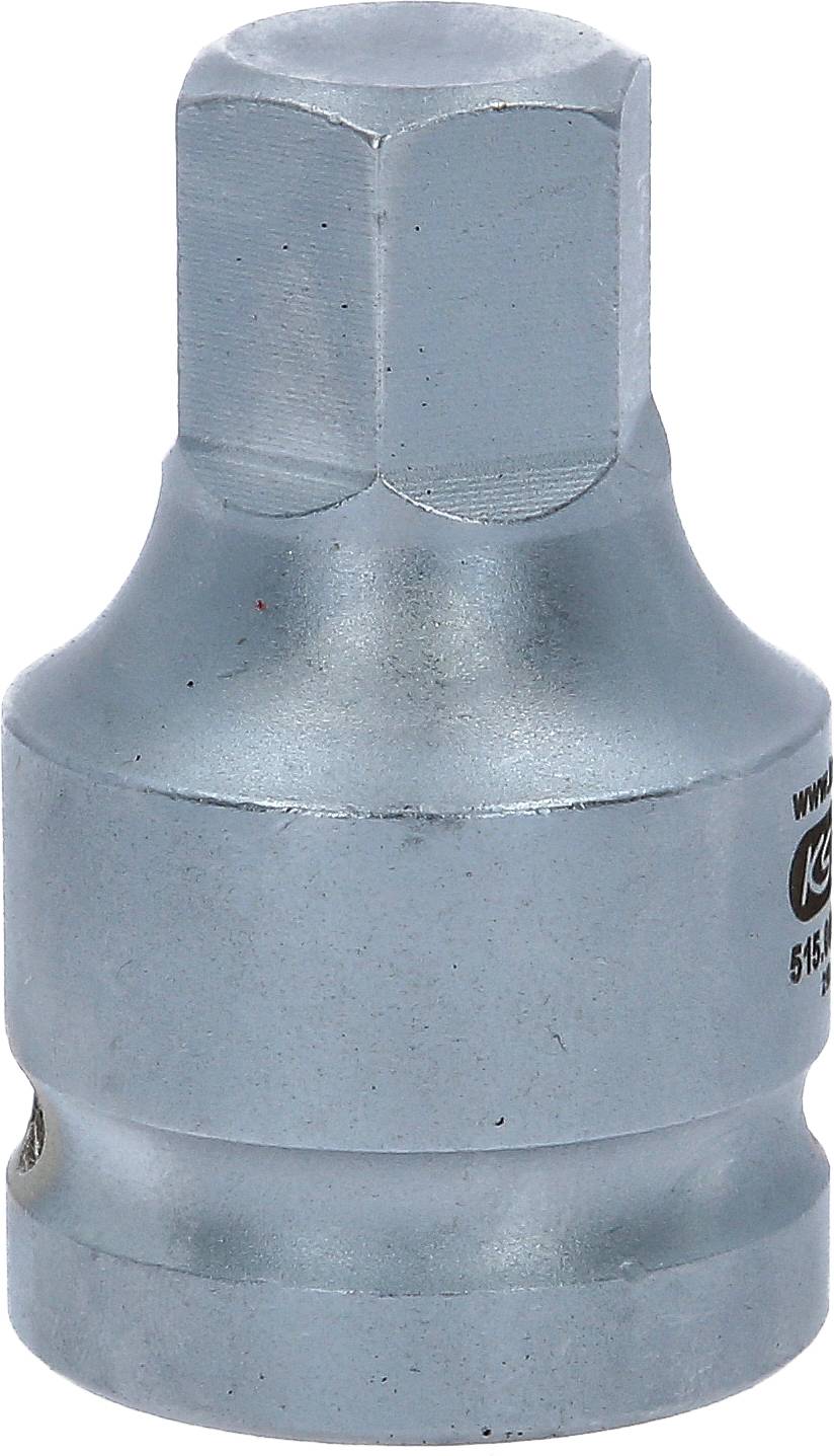 Embout de tournevis en métal à tête hexagonale avec surface lisse argentée, adapté pour les grandes vis.