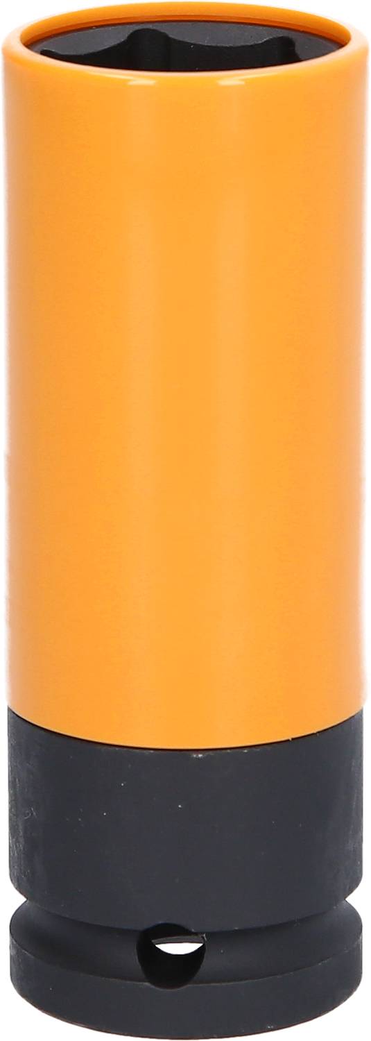 Une clé à ergots orange avec un socle noir, adaptée pour être utilisée avec une clé à molette.
