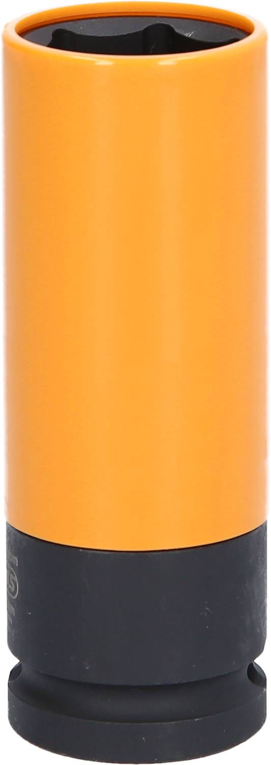 Un embout d'outil cylindrique orange et noir.