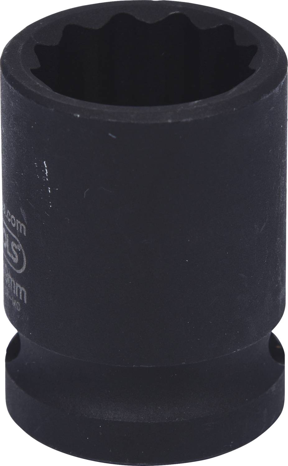 Un embout de clé à chocs en métal noir, de forme cylindrique, adapté aux travaux de vissage.