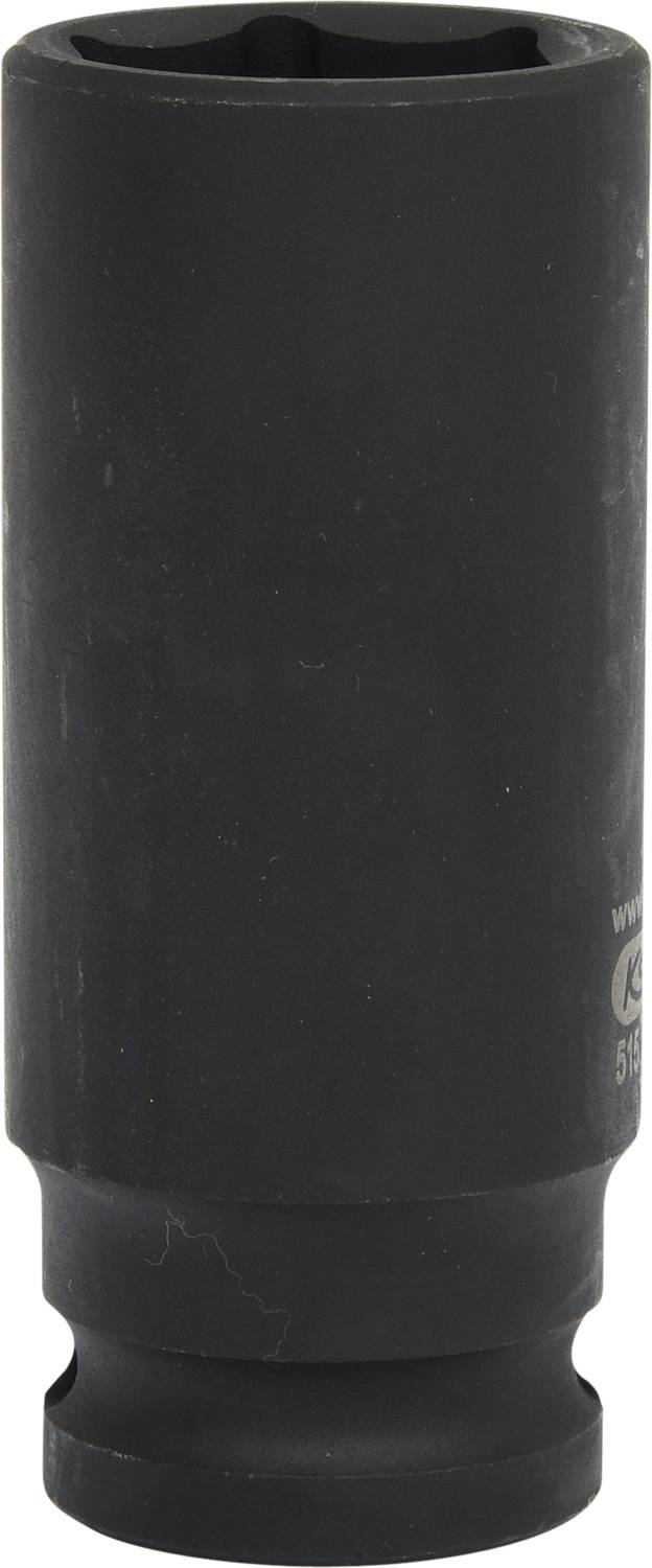Douille à six pans creux noire avec profondeur de réception, adaptée à une utilisation avec des outils pneumatiques.