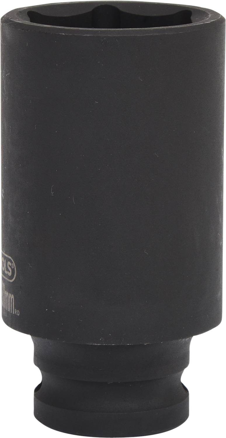 Écrou borgne en métal noir, design cylindrique, avec un profil intérieur hexagonal pour la fixation sur des vis ou des écrous.