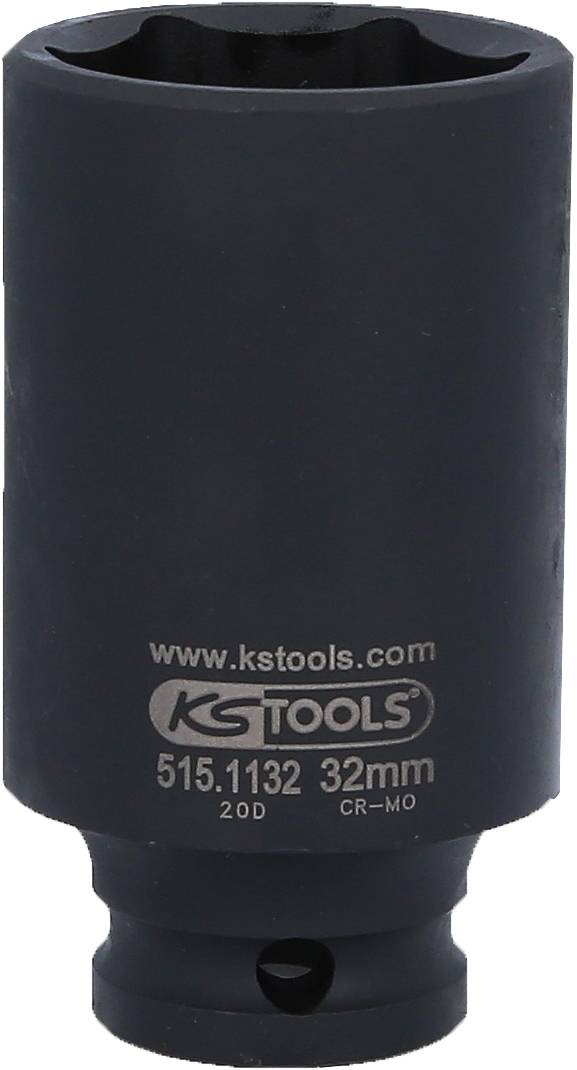 Douille de 32mm noire avec l'inscription 'www.kstools.com KG TOOLS 515.1132 32mm 20D CR-MO'.
