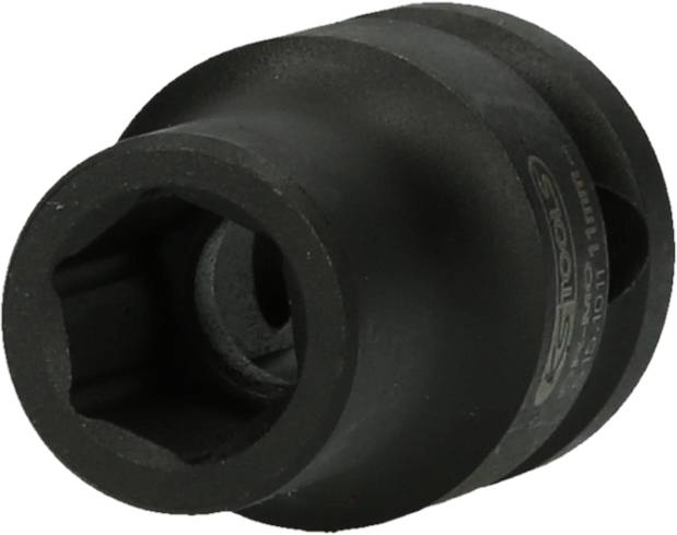 Écrou hexagonal creux en acier noir, de forme cylindrique, conçu pour être utilisé avec une clé dynamométrique.
