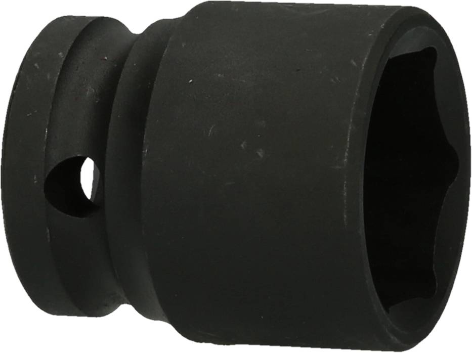 Clé à douille noire, de forme cylindrique avec ouverture hexagonale, trou sur le côté, utilisée à des fins mécaniques.