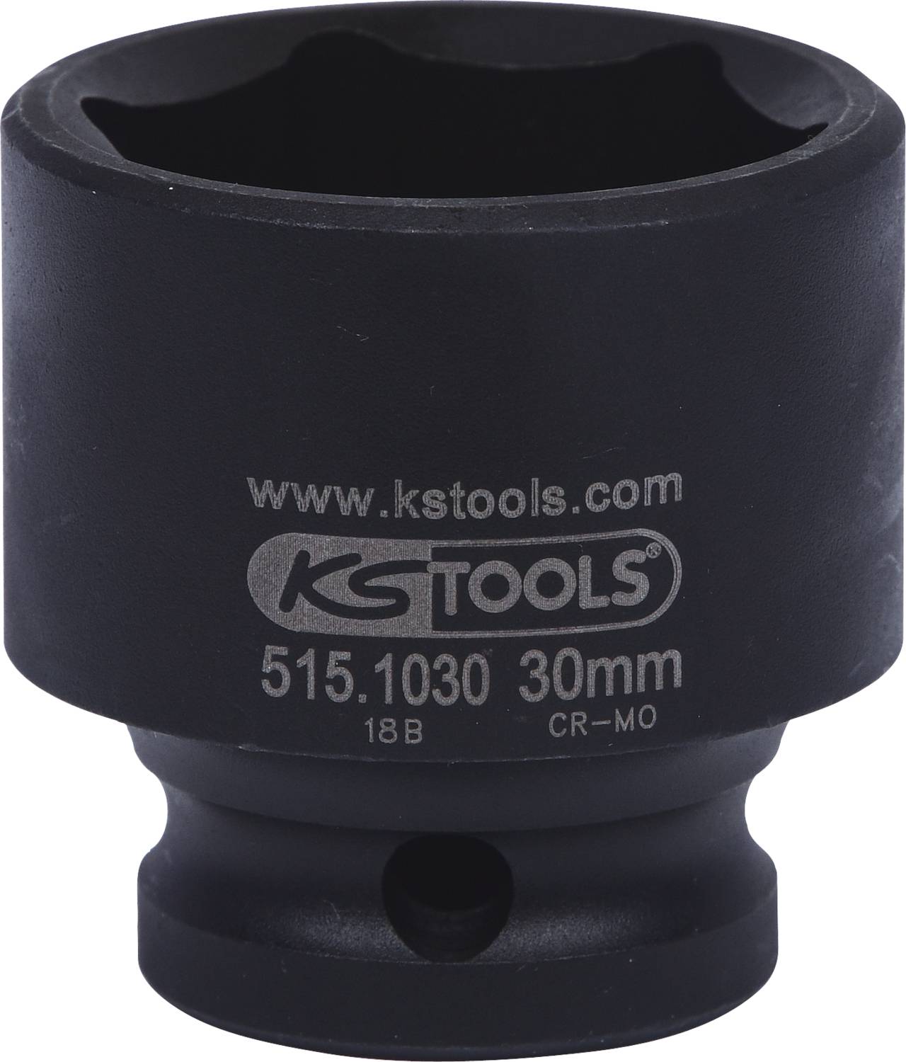 Clé à douille noire (30 mm) portant l'inscription 'www.kstools.com' et 'KS TOOLS'. Adaptée à diverses applications mécaniques.
