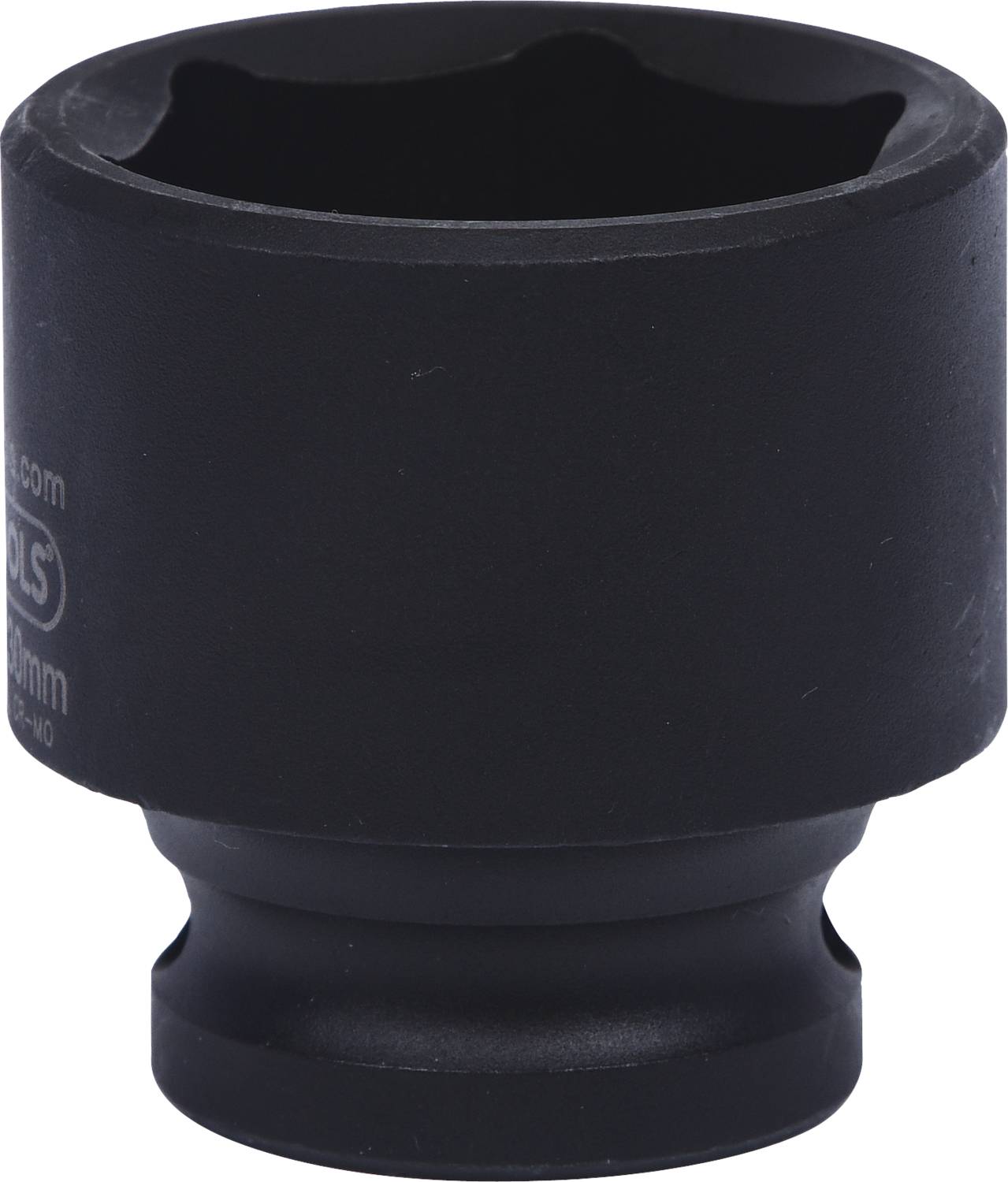 Un embout de clé à douille hexagonal noir, cylindrique avec une encoche à une extrémité. Adapté pour les travaux mécaniques.