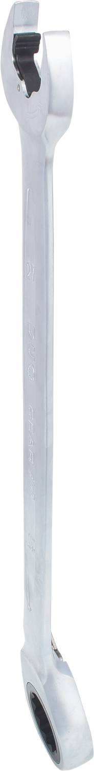 Une clé à anneau en argent avec des têtes coudées. Adaptée pour serrer ou desserrer des vis et des écrous.