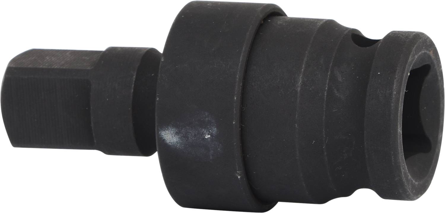 Un adaptateur de clé à douille noir de forme cylindrique avec entraînement hexagonal, utilisé pour augmenter la portée des outils.