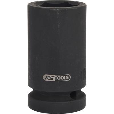 Une douille noire KS Tools est représentée. Elle possède une ouverture hexagonale et est utilisée pour les travaux de vissage.