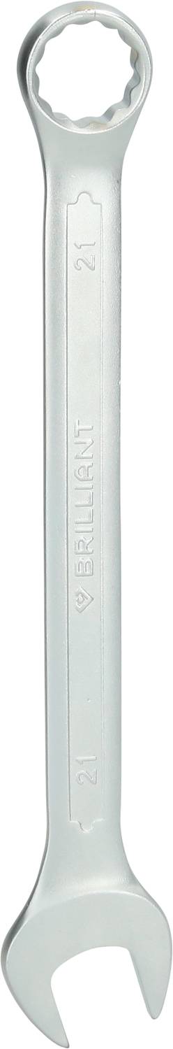Une clé à molette en argent à deux extrémités. Une extrémité est un anneau, l'autre est une clé plate ouverte.