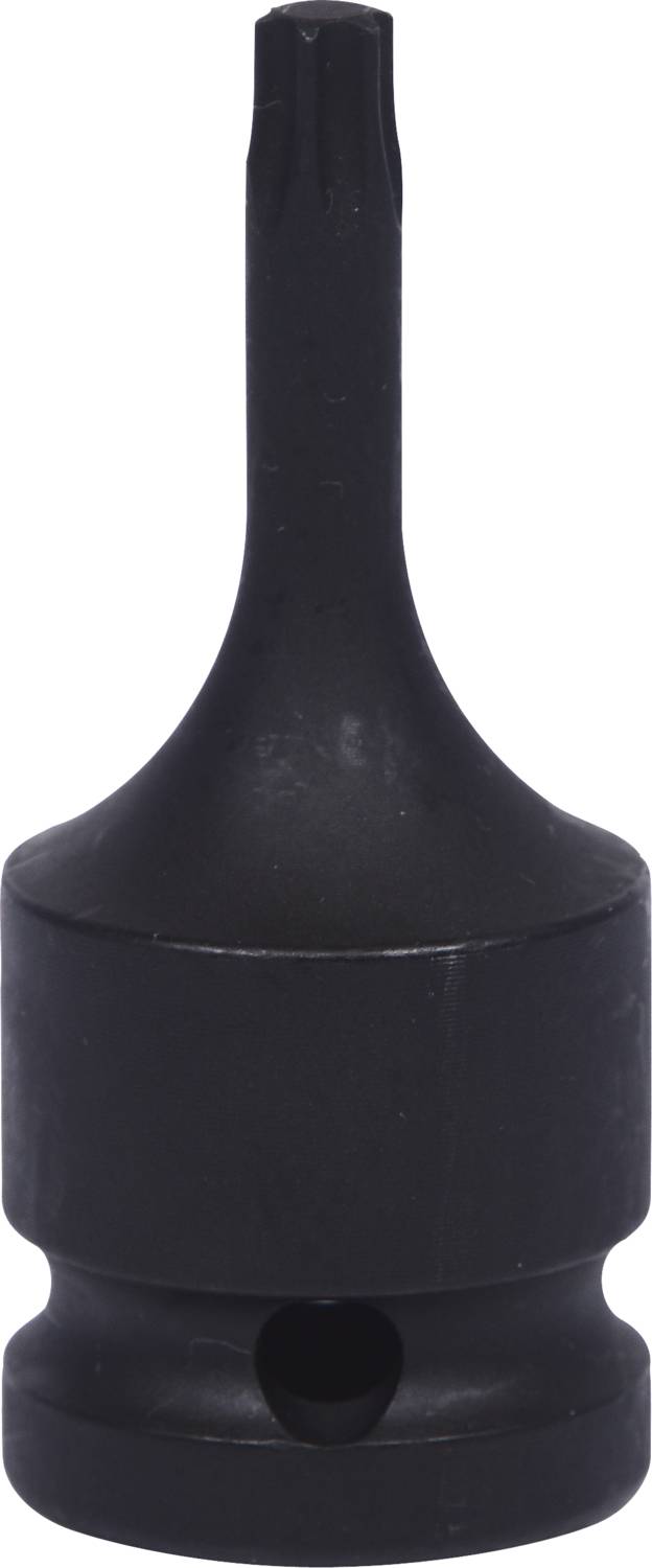 Un embout de tournevis noir à tête Torx, adapté pour un travail précis.