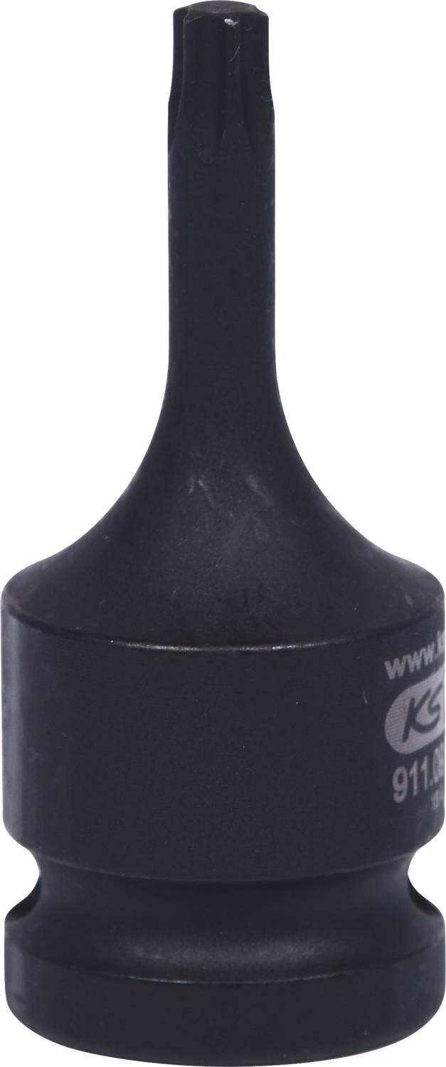 Embout Torx à revêtement noir avec tige longue et tête ronde, utilisable pour être inséré dans un outil.