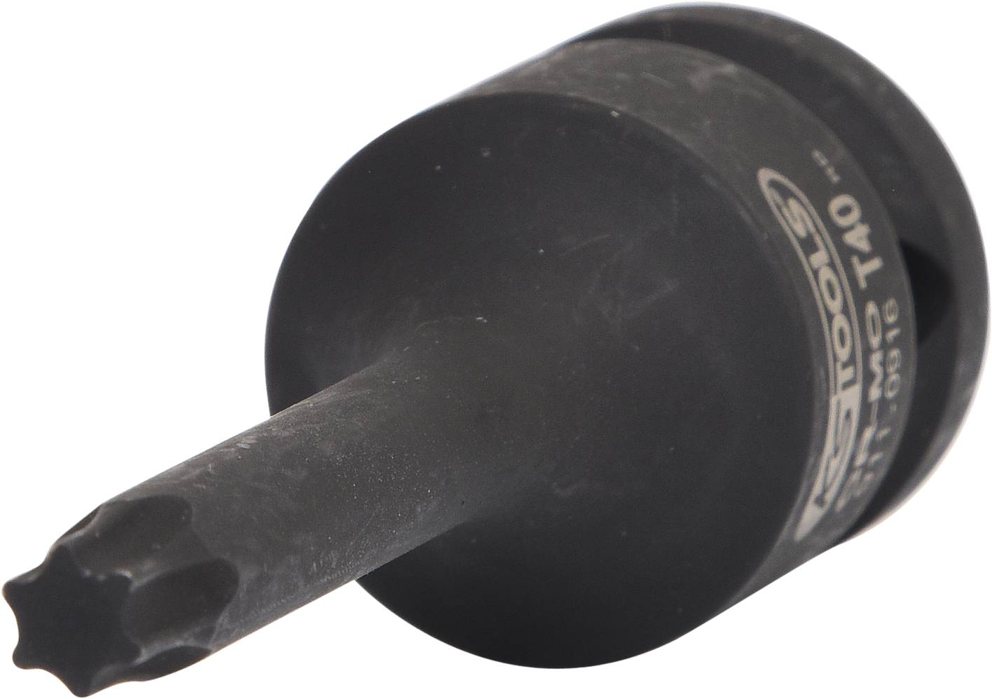 Un embout d'outil noir avec une pointe en forme d'étoile, adapté pour un tournevis ou une utilisation dans une perceuse.