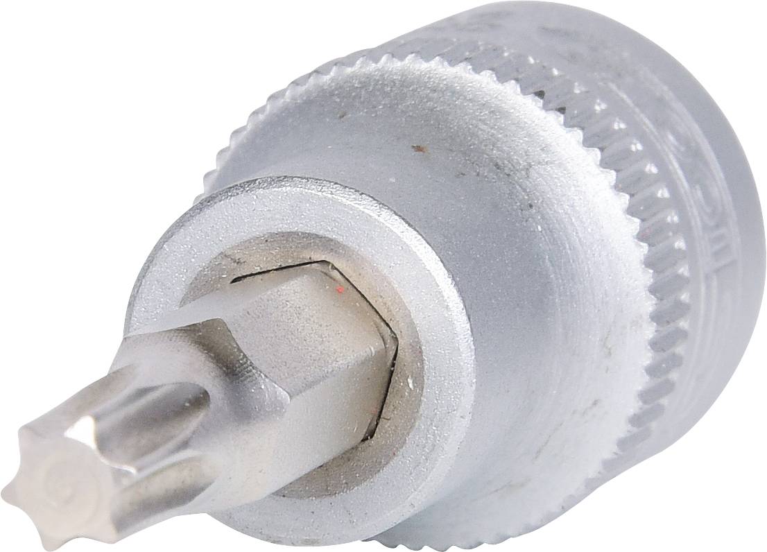 Embout de tournevis métallique à pointe étoilée, adapté pour des vis spéciales.