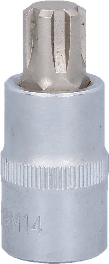 Embout métallique à six pans, pour travaux de vissage, gris, avec rainures pour une meilleure prise en main.