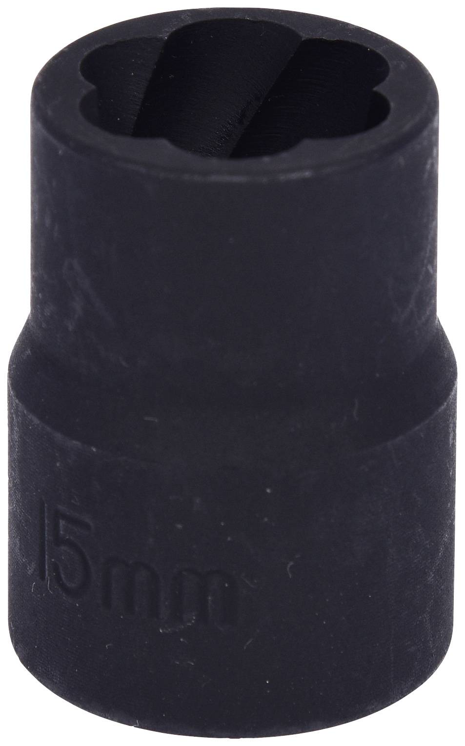 Embout de clé à douille hexagonale noir de 15 mm, adapté aux vis et aux écrous.